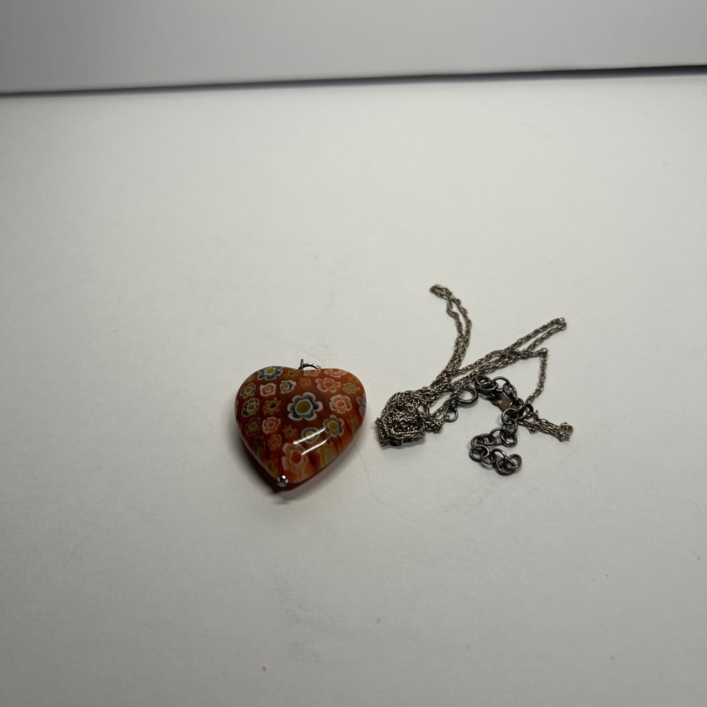 murano glass heart pendant With .925 Chain